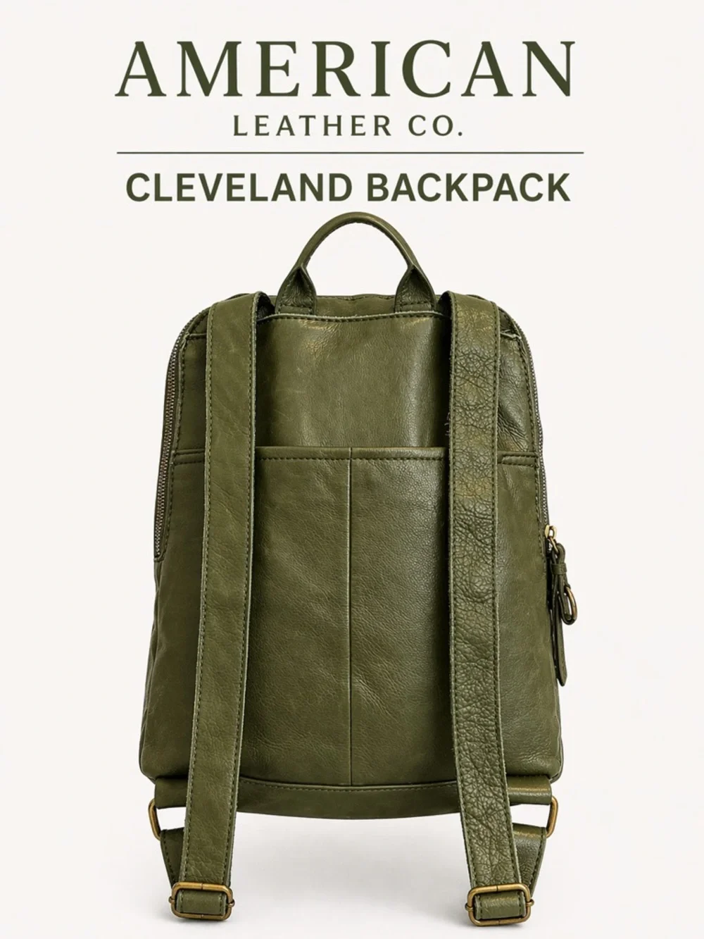 American Leather Co Olive Green Convertible Leather Backpack Soft Distressed